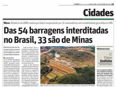 Das 54 barragens interditadas no Brasil, 33 são de Minas – Jornal O Tempo