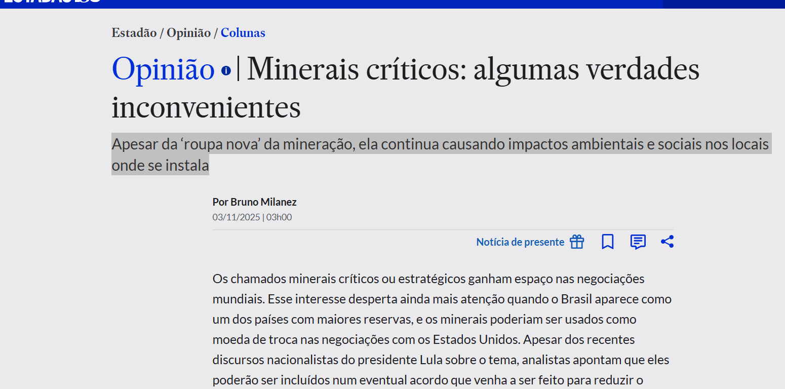 Minerais críticos: algumas verdades inconvenientes